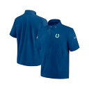 ナイキ メンズ パーカー・スウェットシャツ アウター Men's Royal Indianapolis Colts Sideline Coach Short Sleeve Hoodie Quarter-Zip Jacket Royal