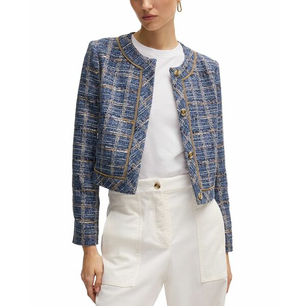 ヒューゴボス レディース ジャケット&ブルゾン アウター Women's Tweed Regular-Fit Jacket Open Misc