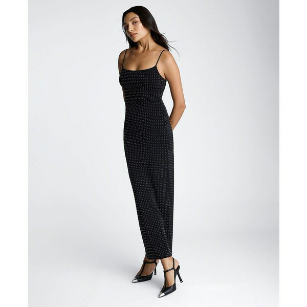 ケネスコール レディース ワンピース トップス Women's Silver Stud Embellished Slip Maxi Dress Black