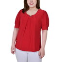 ニューヨークコレクション レディース カットソー トップス Plus Size Short Balloon Sleeve Top with Hardware Bittersweet(4)