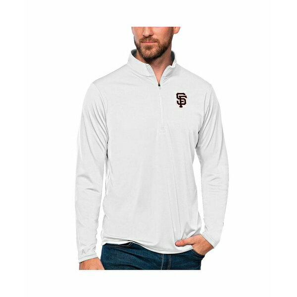 アンティグア メンズ パーカー・スウェットシャツ アウター Men's White San Francisco Giants Tribute Quarter-Zip Pullover Top White