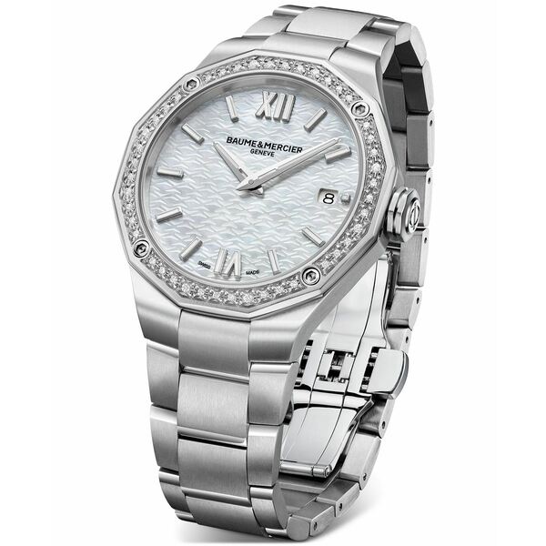 ボーム＆メルシエ レディース 腕時計 アクセサリー Women's Swiss Riviera Diamond (1/5 ct. t.w.) Stainless Steel Steel Bracelet Watch 36mm Silver