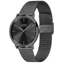 {X fB[X rv ANZT[ HUGO Men's Skyliner Black Stainless Steel Mesh Bracelet Watch 40mm Black