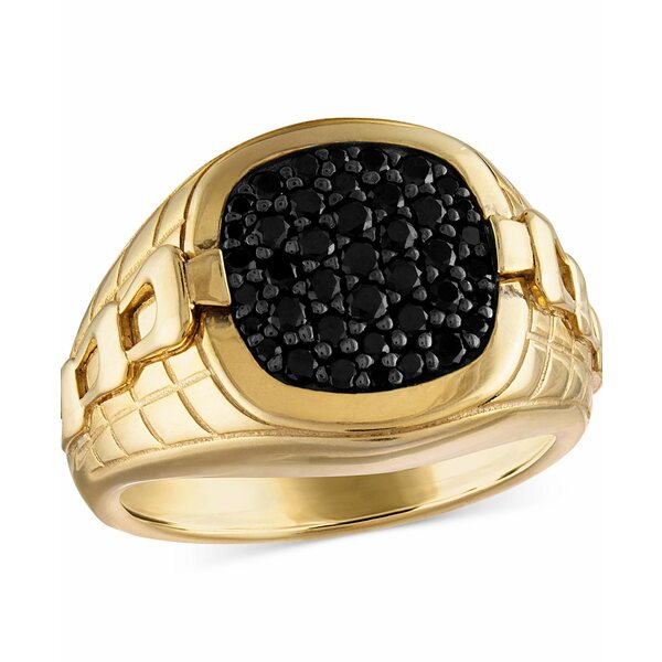 ブロバ レディース 腕時計 アクセサリー Men's Classic Black Diamond (1/2 ct. t.w.) Ring in 14k Gold-Plated Sterling Silver Gold