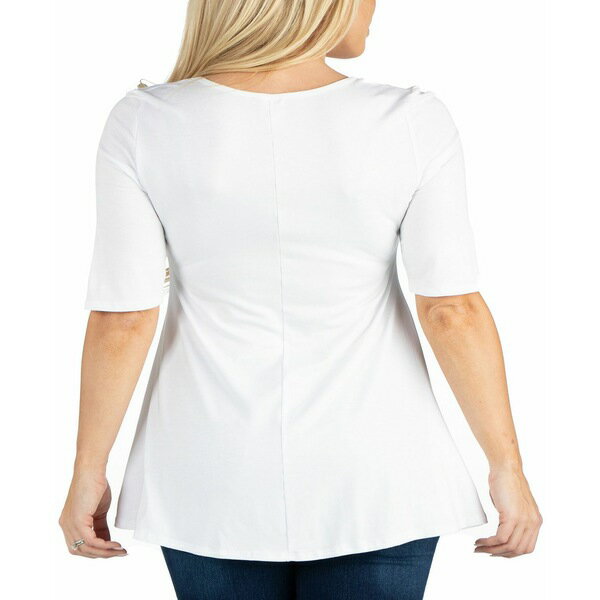 24ZuRtH[g fB[X Jbg\[ gbvX Women's Elbow Sleeve Swing Tunic Top White