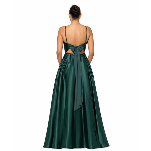 ベッツィ アンド アダム レディース ワンピース トップス Women's Cutout-Back Sleeveless Ballgown Hunter