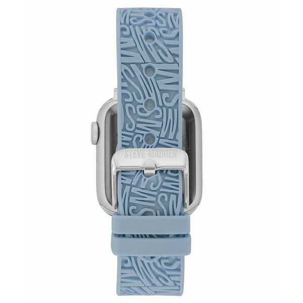 スティーブ マデン レディース 腕時計 アクセサリー Women s Light Blue Silicone Debossed Swirl Logo Band Compatible with 38/40/41mm Apple Watch Light Blue Silver-Tone