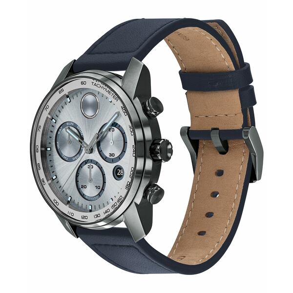 モバド モバド レディース 腕時計 アクセサリー Men's Bold Verso Swiss Quartz Chronograph Navy Genuine Leather Strap Watch 44mm Blue