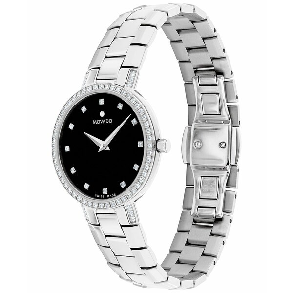 モバド モバド レディース 腕時計 アクセサリー Women's Swiss Faceto Diamond (1/4 ct. t.w.) Stainless Steel Bracelet Watch 28mm Silver