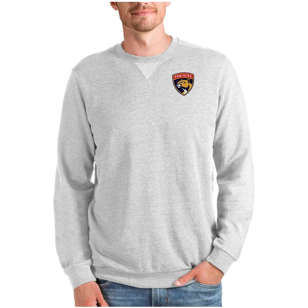 アンティグア メンズ パーカー・スウェットシャツ アウター Florida Panthers Antigua Reward Crewneck Pullover Sweatshirt Heathered Gray