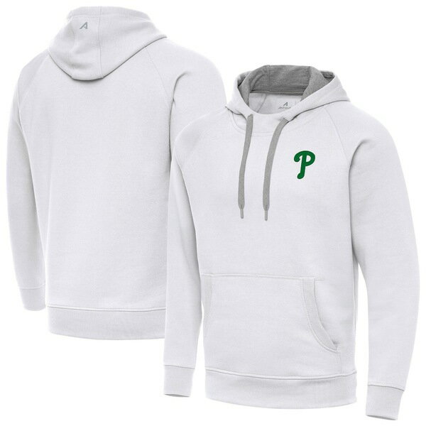 アンティグア メンズ ジャケット&ブルゾン アウター Philadelphia Phillies Antigua St. Patrick's Day Victory Pullover Hoodie White