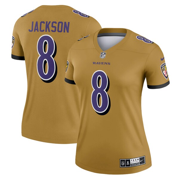 ナイキ レディース ユニフォーム トップス Lamar Jackson Baltimore Ravens Nike Women's Inverted Legend Jersey Gold