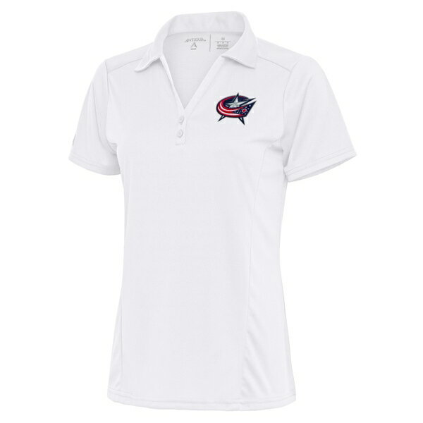 アンティグア レディース ポロシャツ トップス Columbus Blue Jackets Antigua Women's Team Logo Tribute Polo White