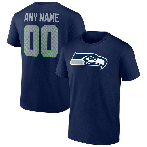 ファナティクス メンズ Tシャツ トップス Seattle Seahawks Team Authentic Personalized Name & Number TShirt College Navy