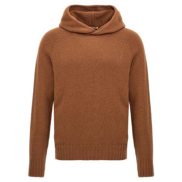 マリア メンズ ニット&セーター アウター Wool Hooded Sweater Brown