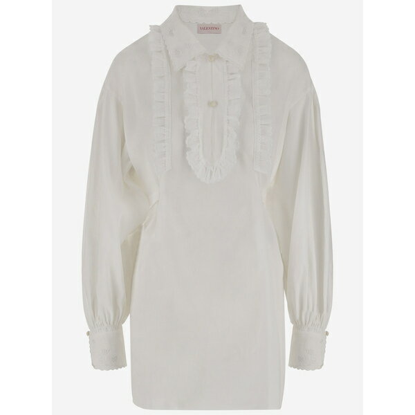 ヴァレンティノ レディース ワンピース トップス White Cotto Blend Shirt Dress BIANCO