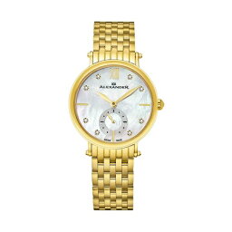 スターリング レディース 腕時計 アクセサリー Alexander Watch AD201B-02, Ladies Quartz Small-Second Watch with Yellow Gold Tone Stainless Steel Case on Yellow Gold Tone Stainless Steel Bracelet Gold