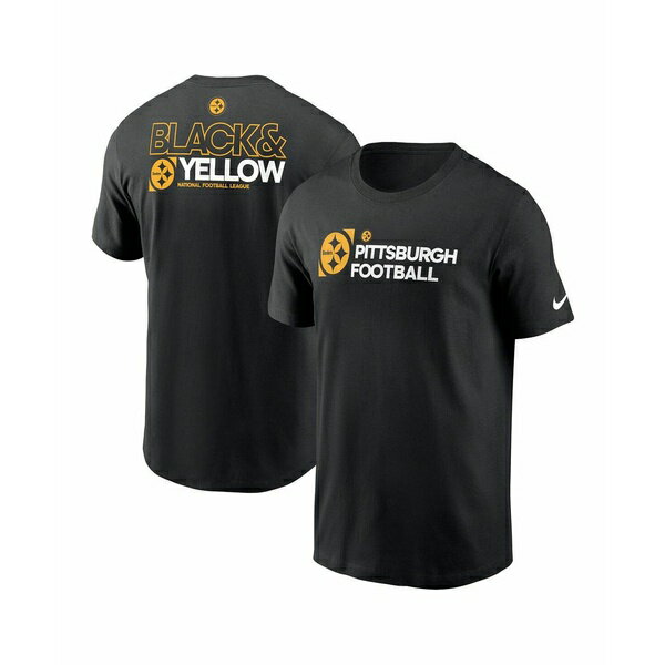 ʥ   ȥåץ Men's Black Pittsburgh Steelers Outline T-Shirt Black