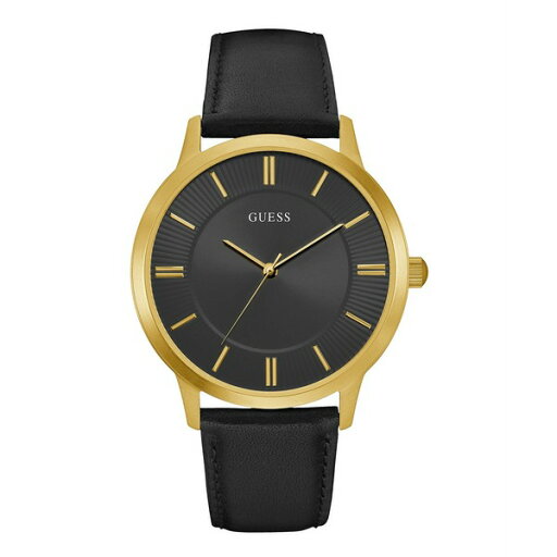 ゲス メンズ 腕時計 アクセサリー Men's Analog Black Leather Watch, 44mm Black ゲス メンズ 腕時計 アクセサリー Men's Analog Black Leather Watch, 44mm Black
