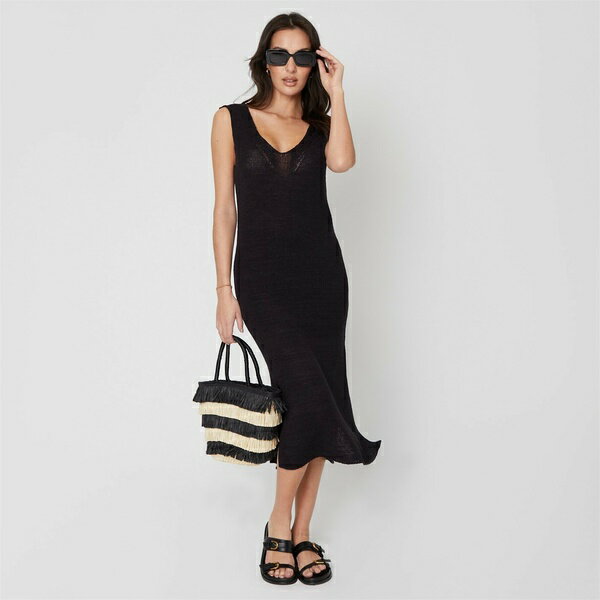 ビーユー レディース ワンピース トップス Knitted Midi Dress Womens Black