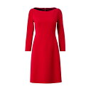 アクリス レディース ワンピース トップス Stretch Wool Boatneck A-Line Dress ruby red