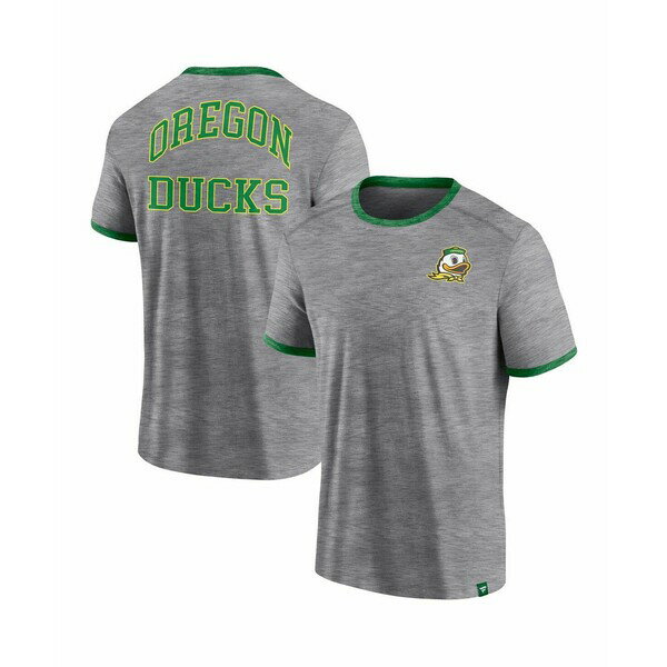 ファナティクス メンズ シャツ トップス Men's Heather Gray Oregon Ducks Classic Stack Ringer T-shi..