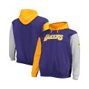 ファナティクス メンズ パーカー・スウェットシャツ アウター Men's Purple and Gold Los Angeles Lakers Big and Tall Double Contrast Pullover Hoodie Purple, Gold(4)