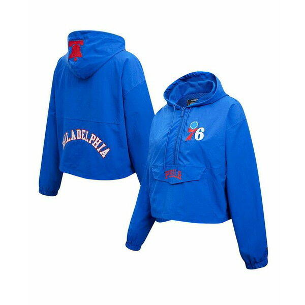 プロスタンダード レディース ジャケット&ブルゾン アウター Women's Royal Philadelphia 76ers Classic Wind Woven Cropped Half-Zip Jacket Royal