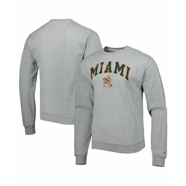 リーグカレッジエイトウェア メンズ パーカー・スウェットシャツ アウター Men's Gray Miami Hurricanes 1965 Arch Essential Fleece Pullover Sweatshirt Gray