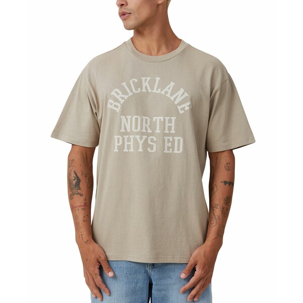 コットンオン メンズ シャツ トップス Men's Loose Fit College T-Shirt Beige