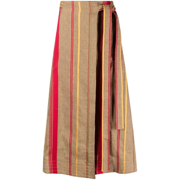 ガブリエラ ハースト レディース スカート ボトムス ストライプ ラップスカート multicolour Brown Almond Linen