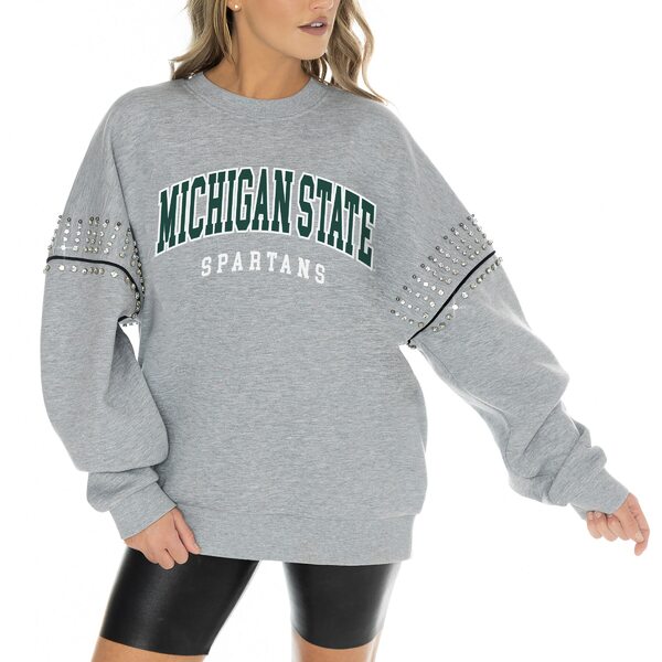ゲームデイ レディース パーカー・スウェットシャツ アウター Michigan State Spartans Gameday Couture Women's Competitive Edge Oversized Fleece Pullover Sweatshirt Heather Gray