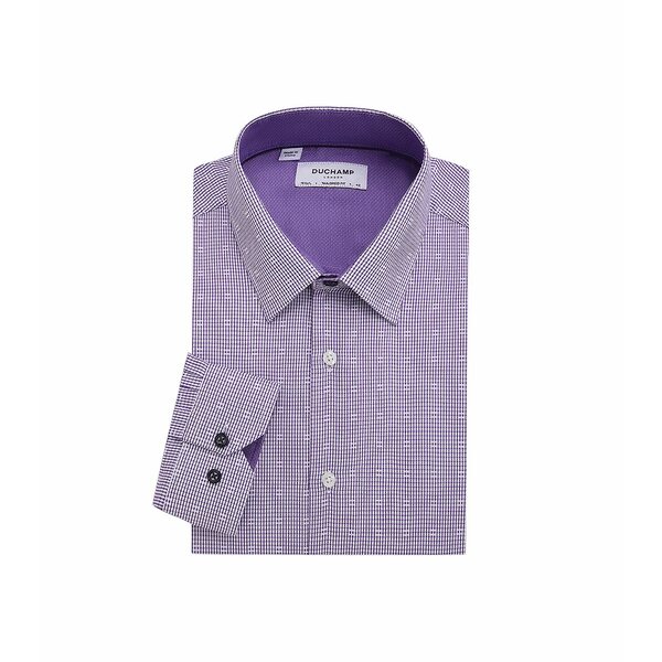 デュシャン メンズ シャツ トップス Men's Fancy Check Dress Shirt Plum