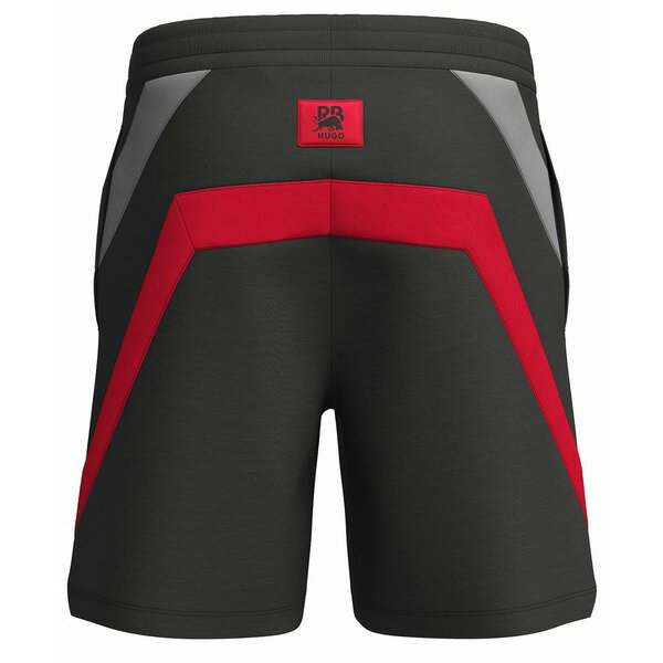 ヒューゴボス メンズ カジュアルパンツ ボトムス Men's Colorblocked Logo Oversized 7.6" Shorts Blk