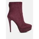 ロンンドンラグ レディース ブーツ シューズ Espiree Microfiber High Heeled Ankle Boots Burgundy