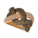ルヴァン メンズ リング アクセサリー Chocolate Diamond & Vanilla Braid Look Statement Ring (1-3/8...