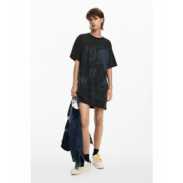 デジグアル レディース ワンピース トップス Women's Short dress Mickey Mouse Black