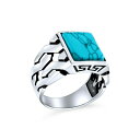 ブリング レディース リング アクセサリー Cuban Curb Link Chain Band Rectangle Signet Ring Sterling Silver Aqua