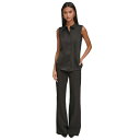 カールラガーフェルド レディース カットソー トップス Women's Jacquard Logo Sleeveless Shirt Black(4)