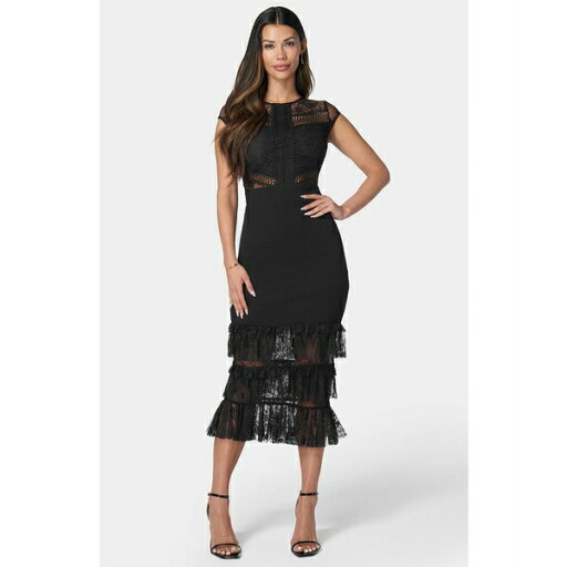 ベベ レディース ワンピース トップス Women's Tiered Lace Midi Dress Black ベベ レディース ワンピース トップス Women's Tiered Lace Midi Dress Black