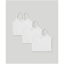 パクト レディース カットソー トップス Women's Everyday Shelf Bra Cropped Camisole 3-Pack White
