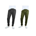 ギャラクシーバイハルビック メンズ カジュアルパンツ ボトムス Men's Basic Stretch Twill Joggers, Pack of 2 Black, Olive(4)