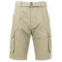 ギャラクシーバイハルビック メンズ カジュアルパンツ ボトムス Men's Flat Front Belted Cotton Cargo Shorts Khak...