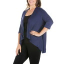 24セブンコンフォート レディース カーディガン アウター Plus Size Elbow Length Sleeve Open Cardigan Navy
