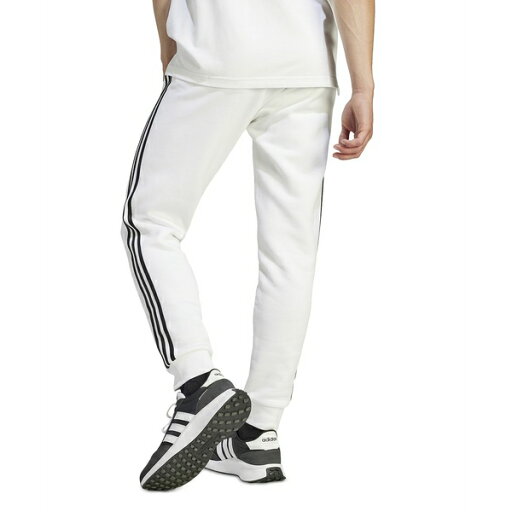 アディダス メンズ カジュアルパンツ ボトムス Men's Essentials 3-Stripes Regular-Fit Fleece Joggers White / Black アディダス メンズ カジュアルパンツ ボトムス Men's Essentials 3-Stripes Regular-Fit Fleece Joggers White / Black