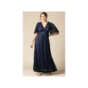 キヨナ レディース ワンピース トップス Plus Size Luminous Sequin Lace Evening Gown with Pockets Nocturnal navy