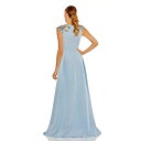 マックダガル レディース ワンピース トップス Women's Beaded Cap Sleeve V Neck A Line Gown French blue