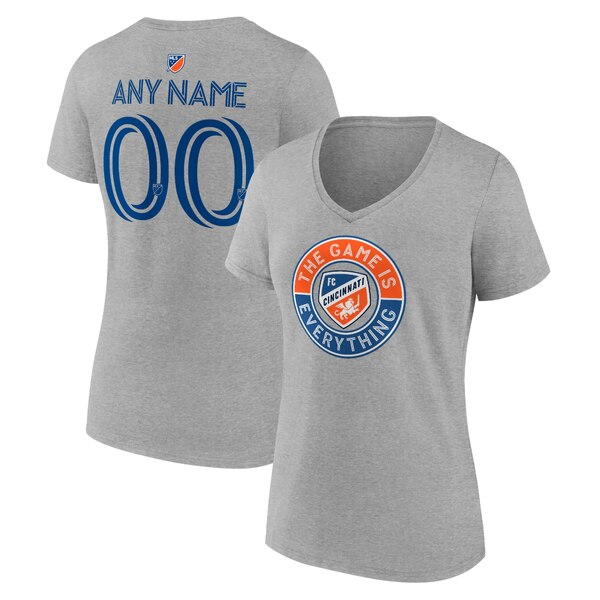 t@ieBNX fB[X TVc gbvX FC Cincinnati Fanatics Branded Women's The Game Is Everything Personalized Any Name & Number VNeck TShirt Heather Gray