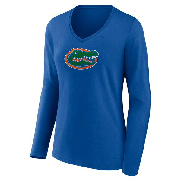 ファナティクス レディース Tシャツ トップス Florida Gators Fanatics Branded Women 039 s Logo Long Sleeve VNeck TShirt Royal