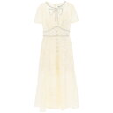 セルフ・ポートレイト レディース ワンピース トップス Midi Dress In Floral Lace With Crystal Bow Cream